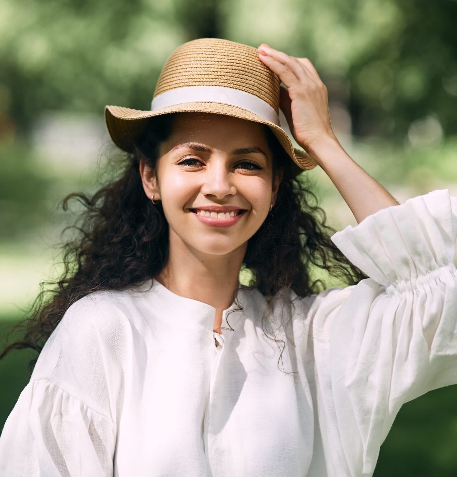 Young,Beautiful,Girl,In,A,Hat,In,A,Summer,Park